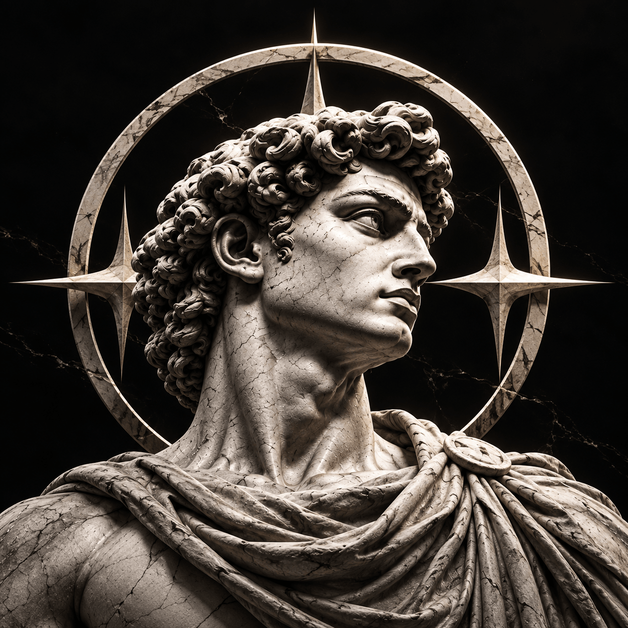 Apollo, marble statue portrait