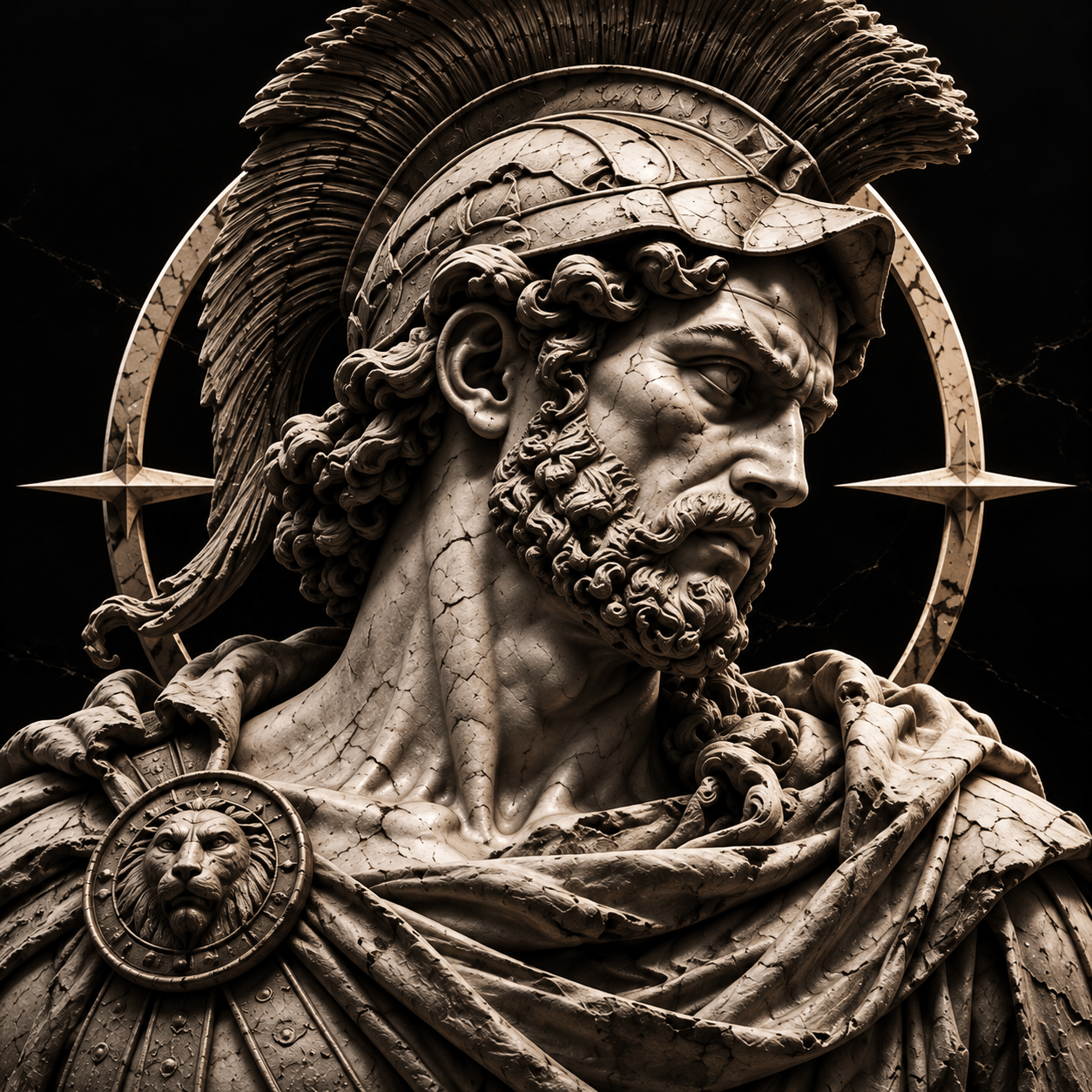 Ares, marble statue portrait